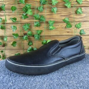Tredsafe Ric Men's 12 Black Leather Slip-On Work Shoes‎ Non-Slip Comfort